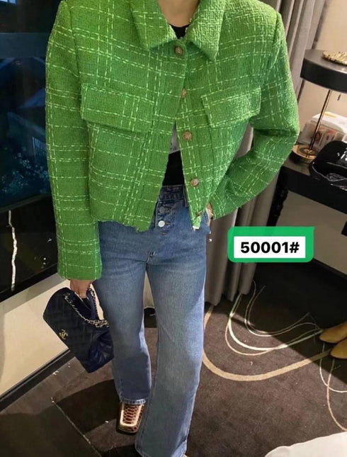 HELLO FASHION Tweed Long Sleeves Jackets